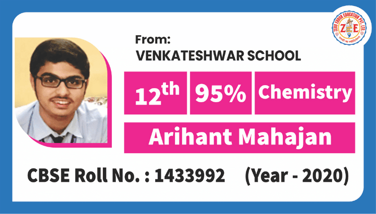 Arihant Mahajan — Class 12 Chemistry — 95%