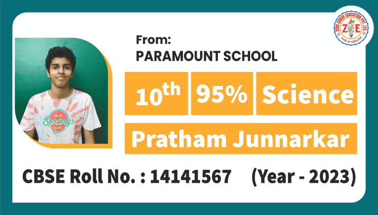Pratham Junnarkar — Class 10 Science — 95%