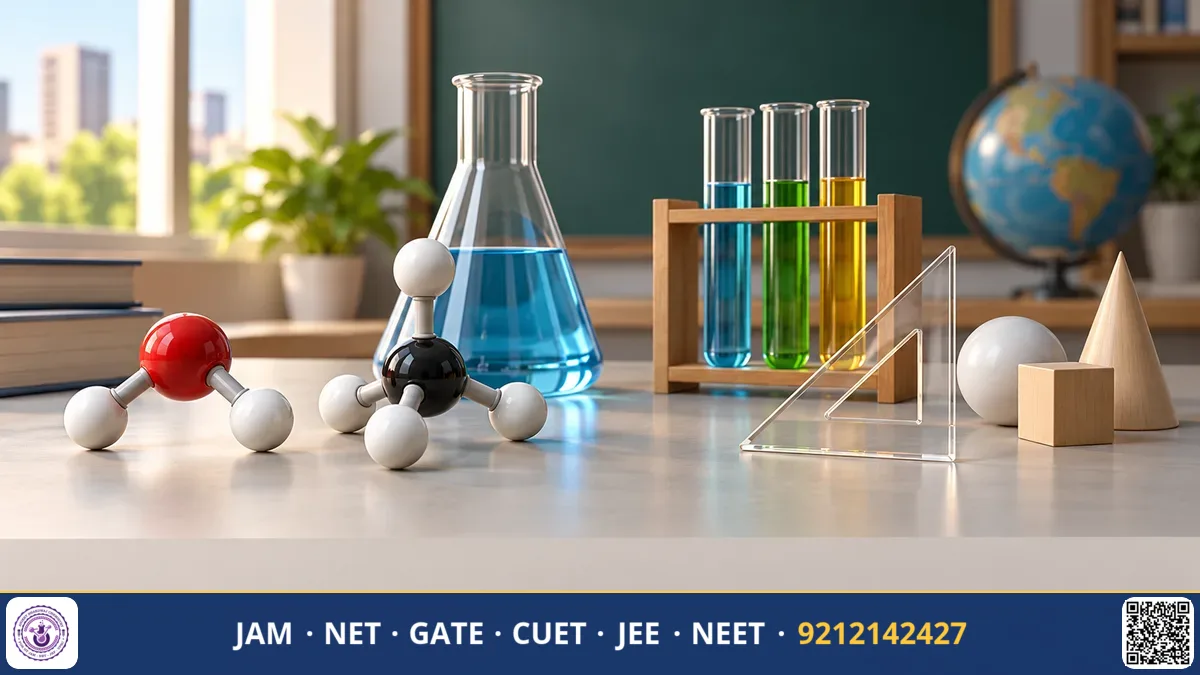 Tutor and teenage student at a study desk solving molecular formulas and geometric problems