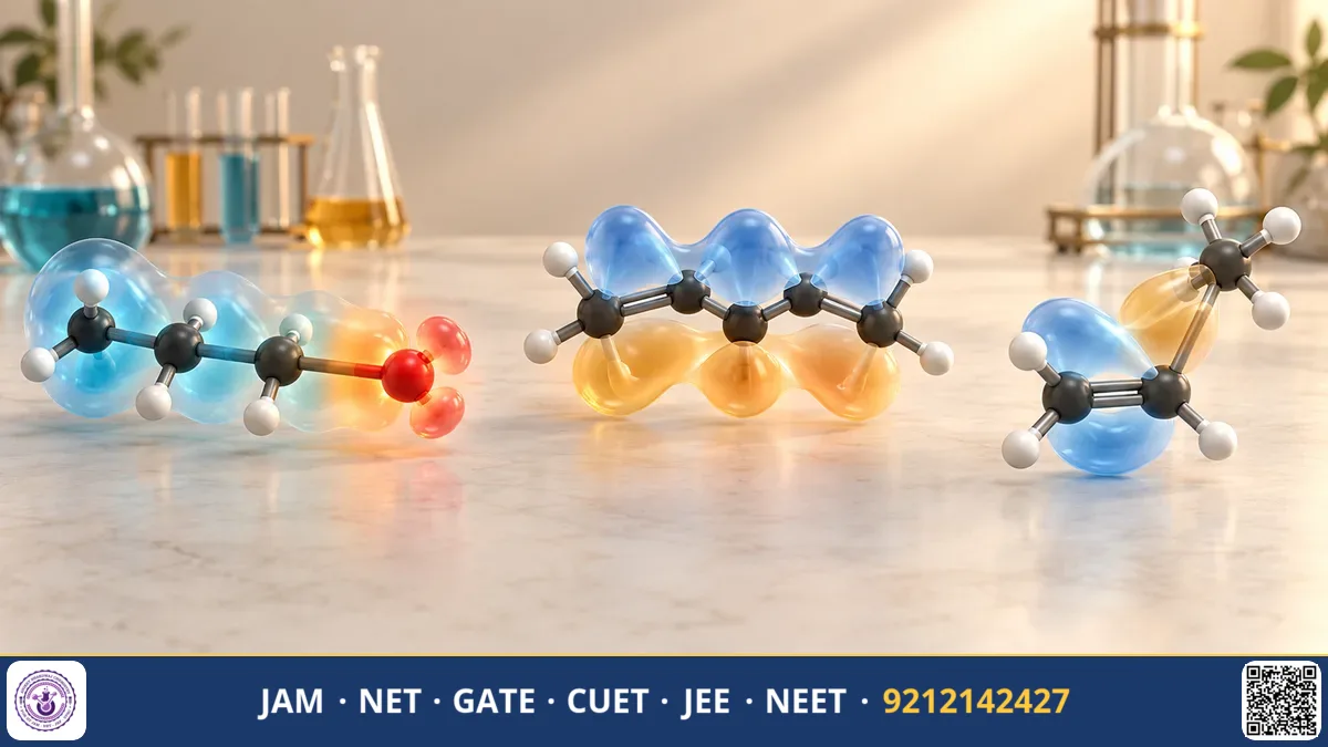 Carbocation structures showing electron push-pull arrows, p-orbital overlap, and resonance hybrids