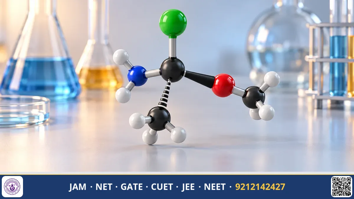 A 3D tetrahedral chiral carbon model with prioritized numbered functional groups for R and S assign.