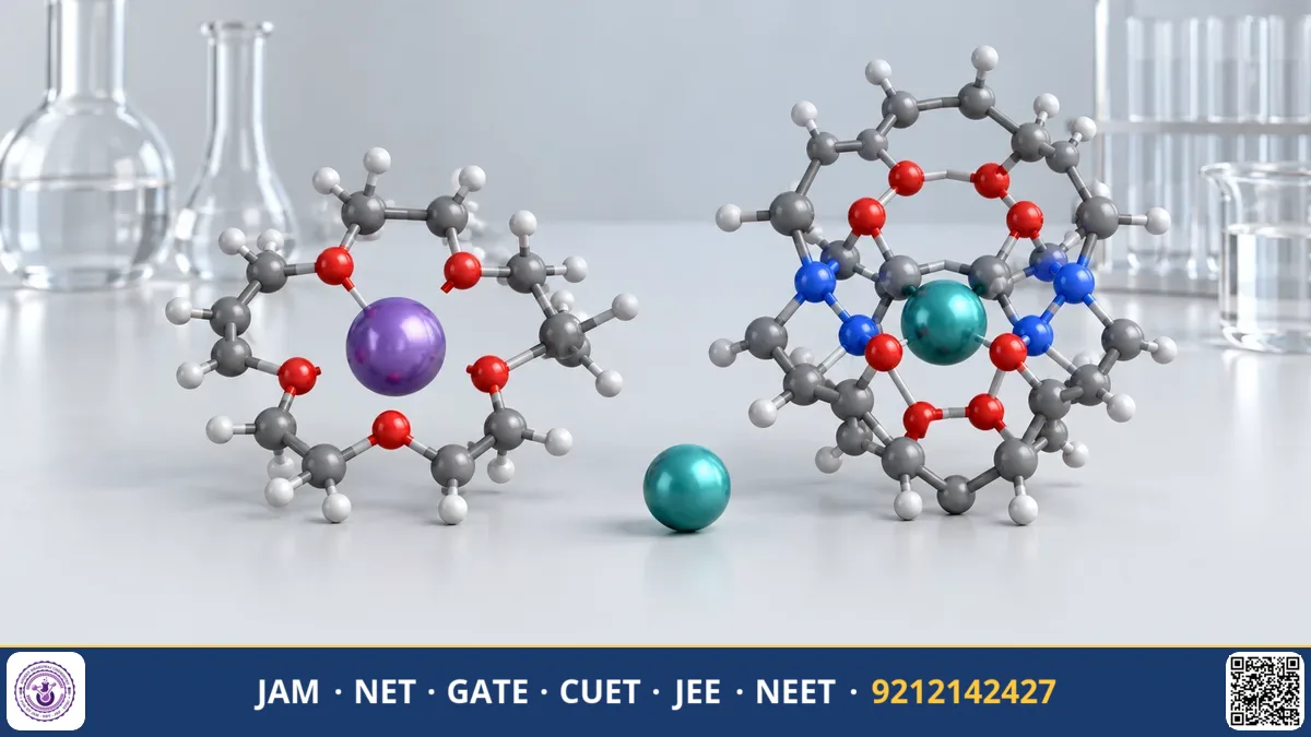 Crown ether ring molecule trapping a sodium cation inside its central cavity