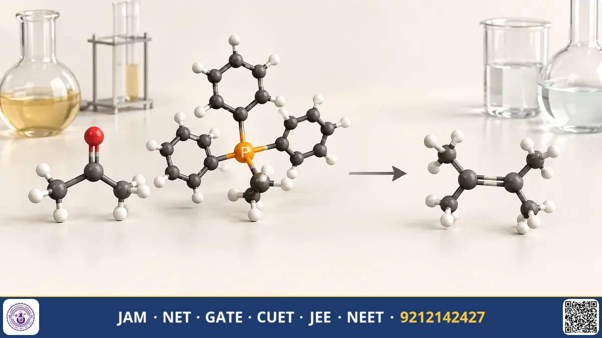 Phosphorus ylide molecule reacting with a carbonyl to form an alkene ring