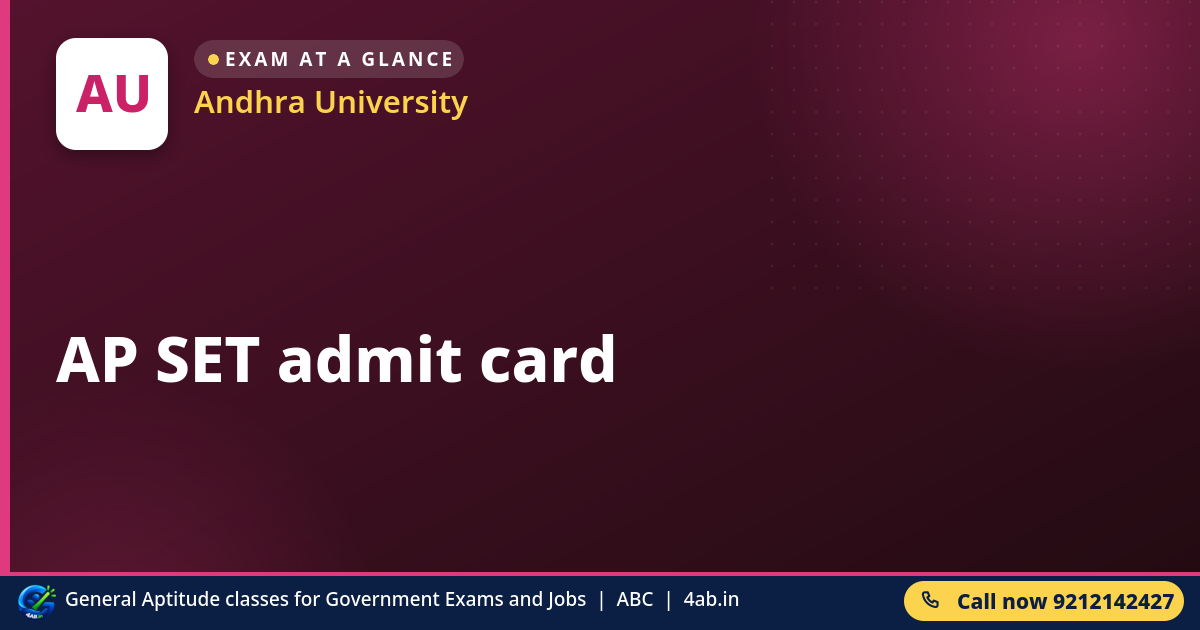AP SET admit card - Andhra University