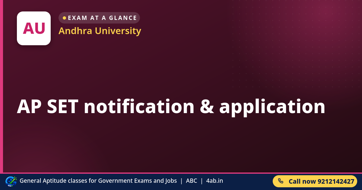 AP SET notification & application - Andhra University