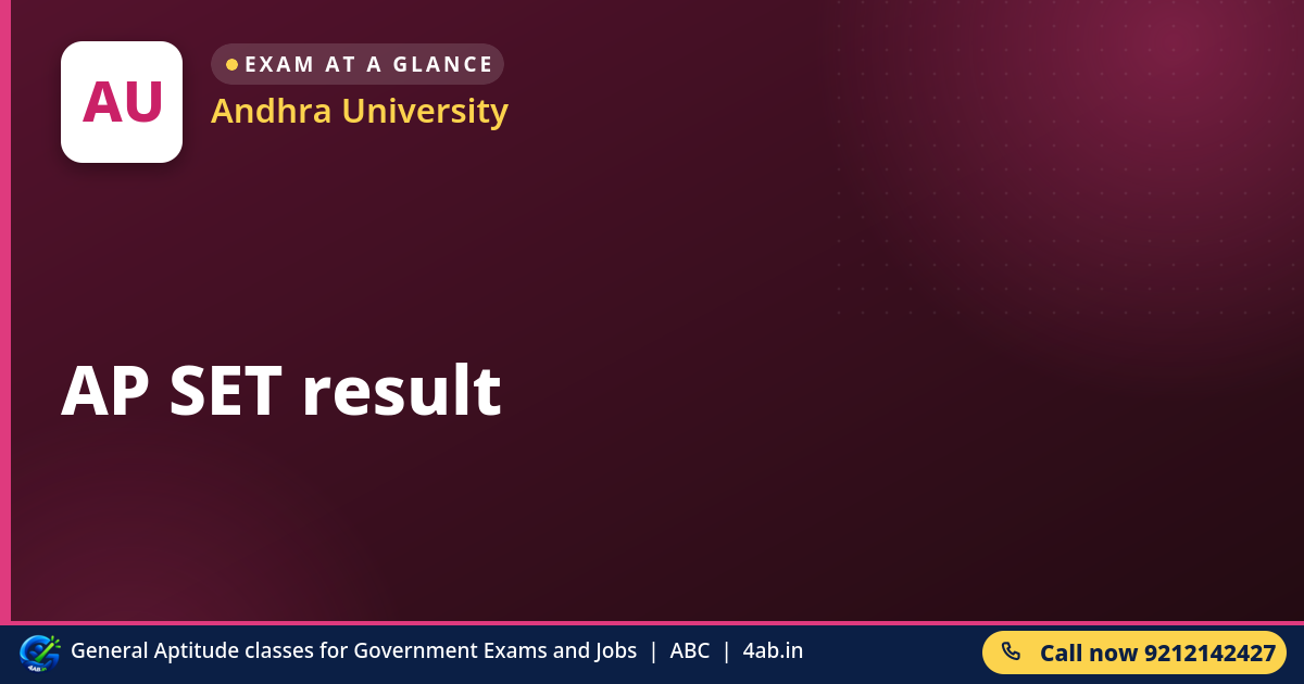 AP SET result - Andhra University