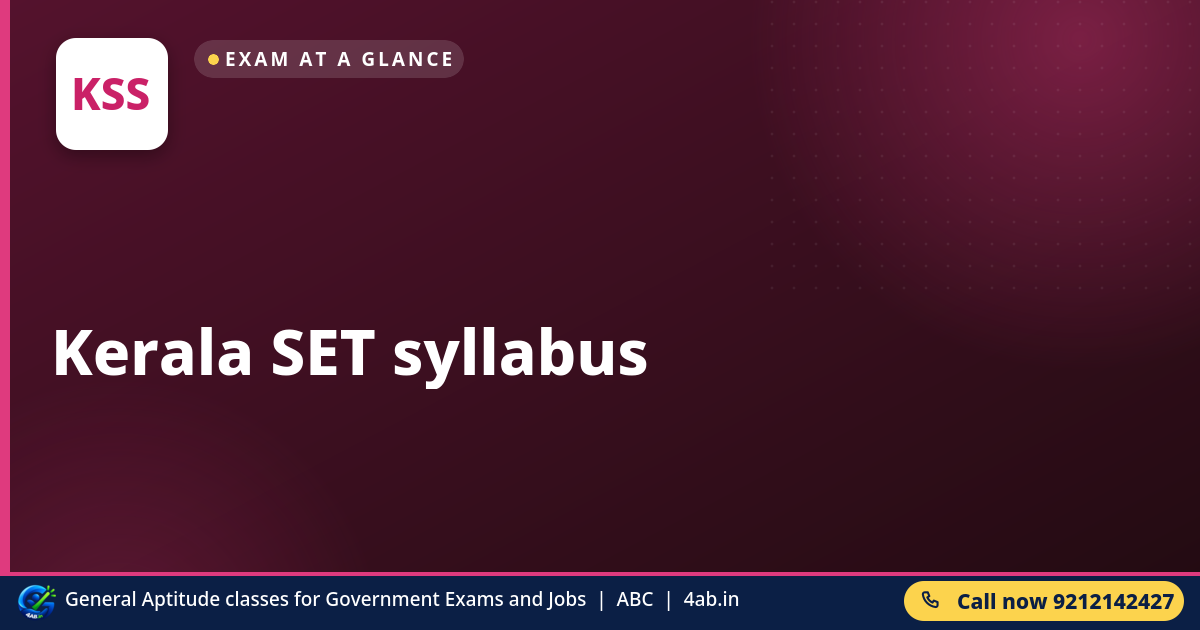 Kerala SET syllabus -