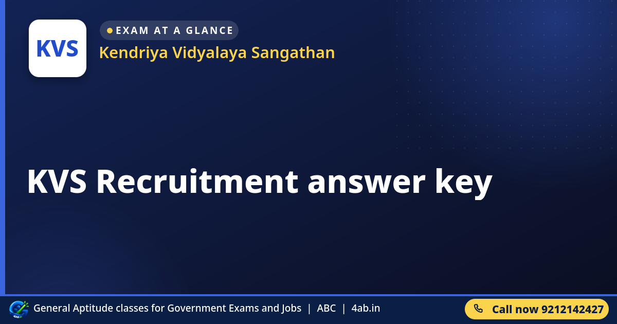KVS Recruitment answer key - Kendriya Vidyalaya Sangathan