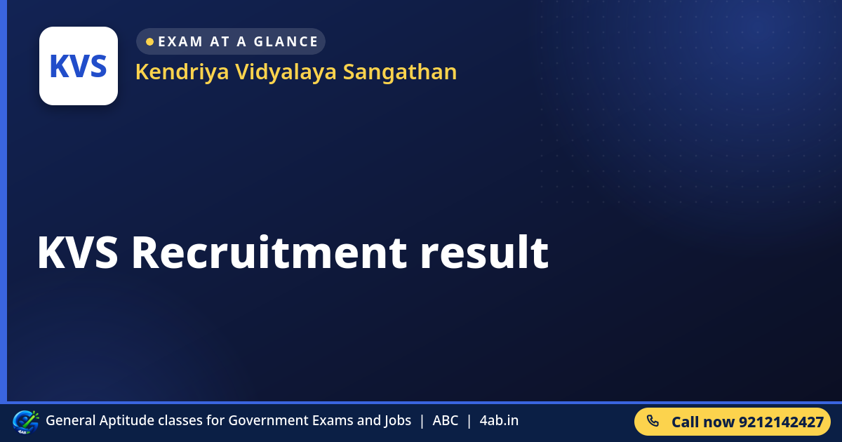 KVS Recruitment result - Kendriya Vidyalaya Sangathan