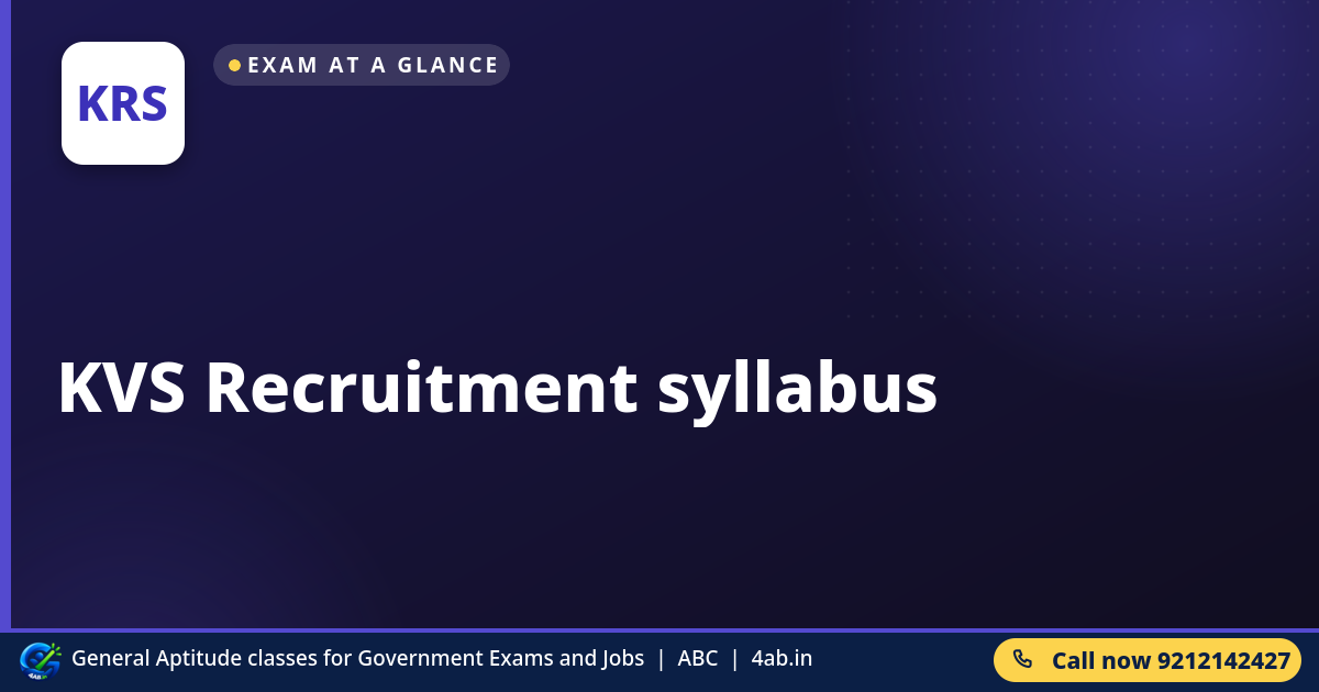 KVS Recruitment syllabus - 