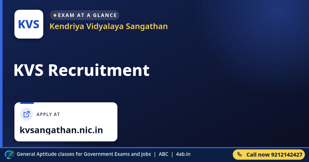 KVS Recruitment - Kendriya Vidyalaya Sangathan