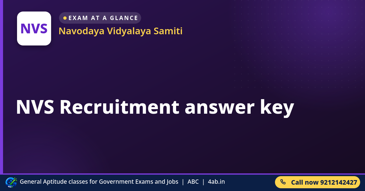 NVS Recruitment answer key - Navodaya Vidyalaya Samiti