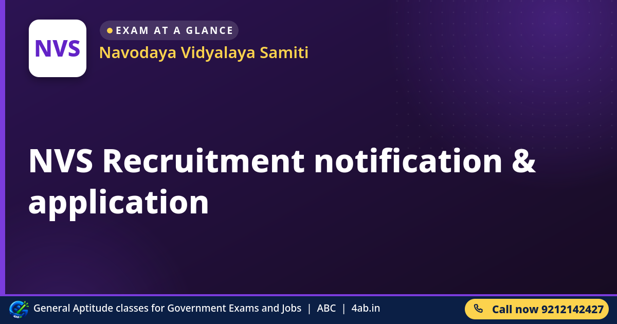 NVS Recruitment notification & application - Navodaya Vidyalaya Samiti