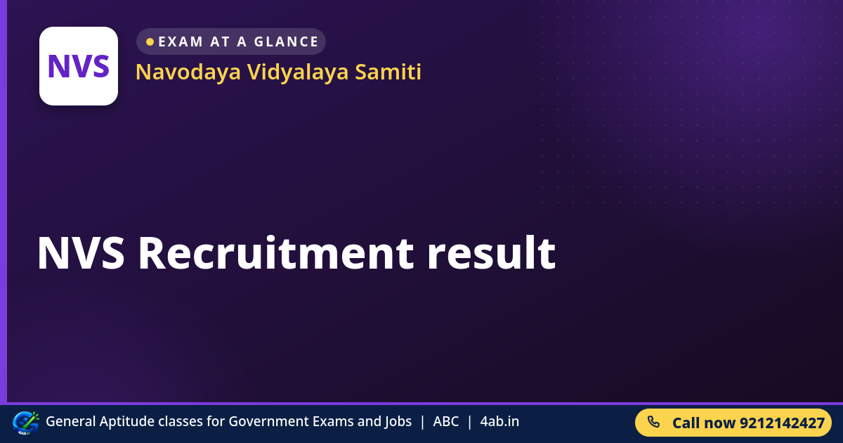 NVS Recruitment result - Navodaya Vidyalaya Samiti