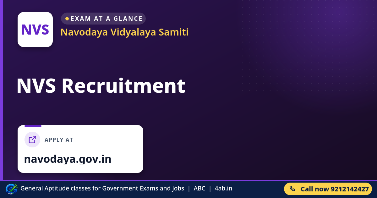 NVS Recruitment - Navodaya Vidyalaya Samiti