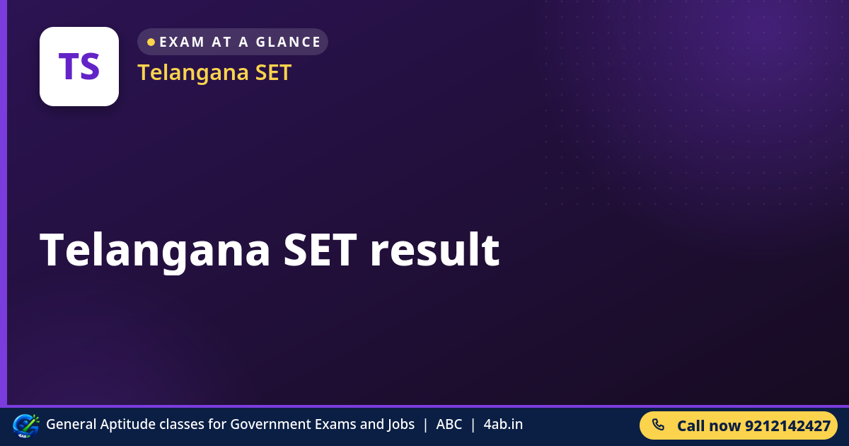 Telangana SET result - Telangana SET