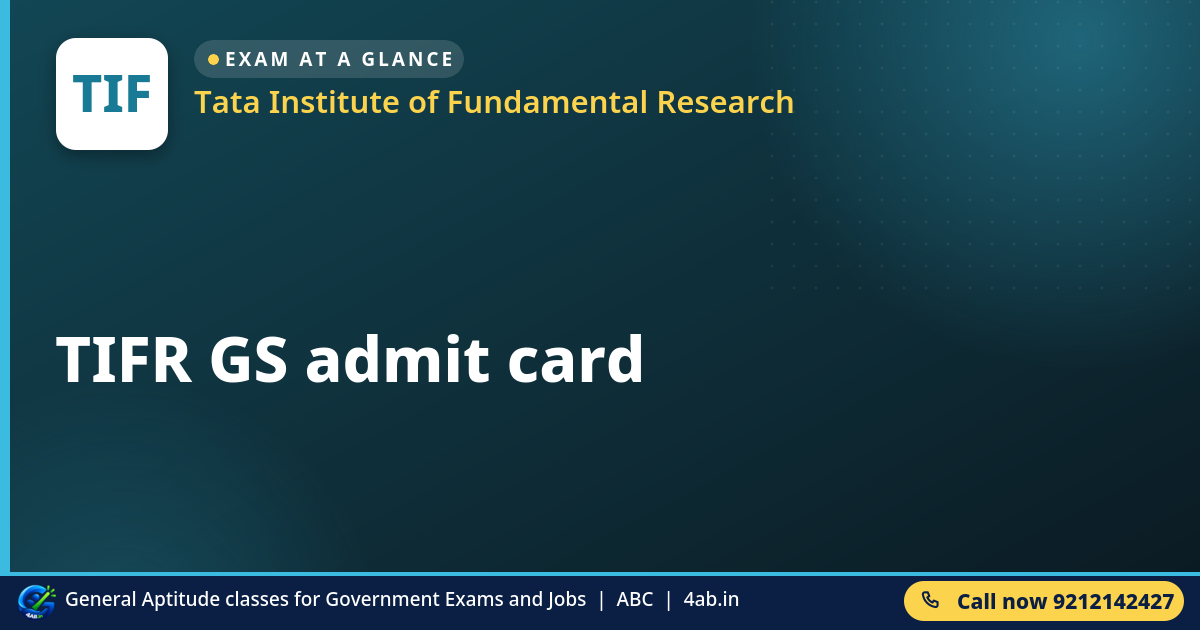 TIFR GS admit card - Tata Institute of Fundamental Research