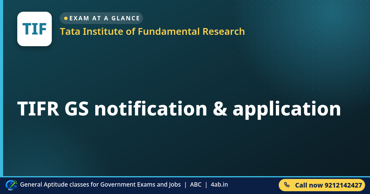 TIFR GS notification & application - Tata Institute of Fundamental Research