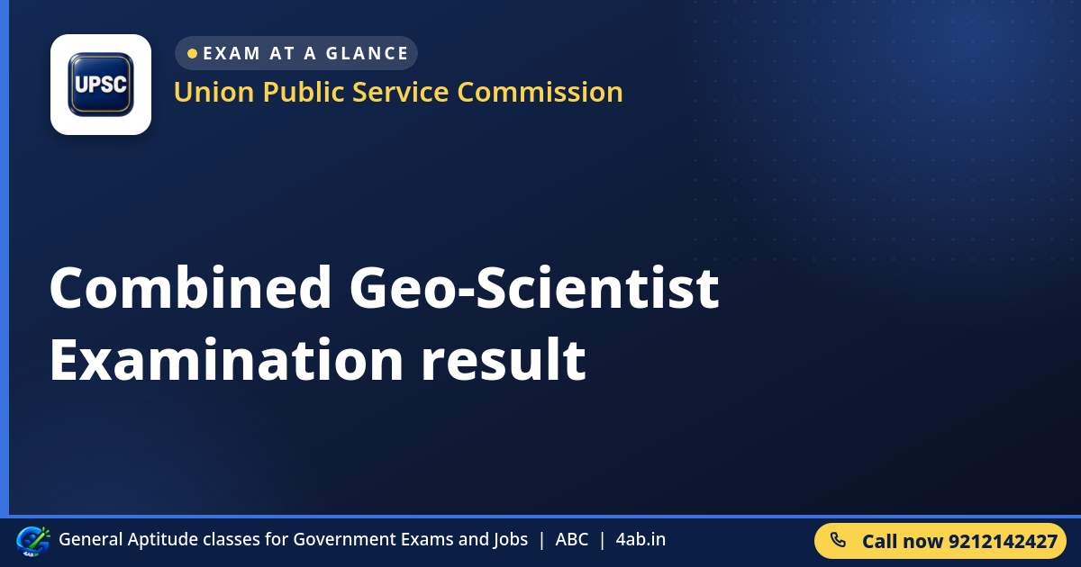 Combined Geo-Scientist Examination result - Union Public Service Commission