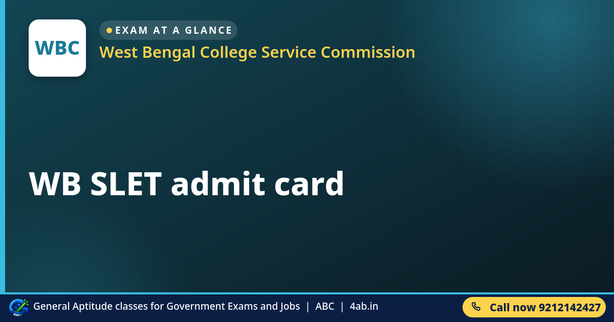 WB SLET admit card - West Bengal College Service Commission
