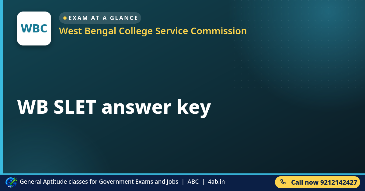 WB SLET answer key - West Bengal College Service Commission