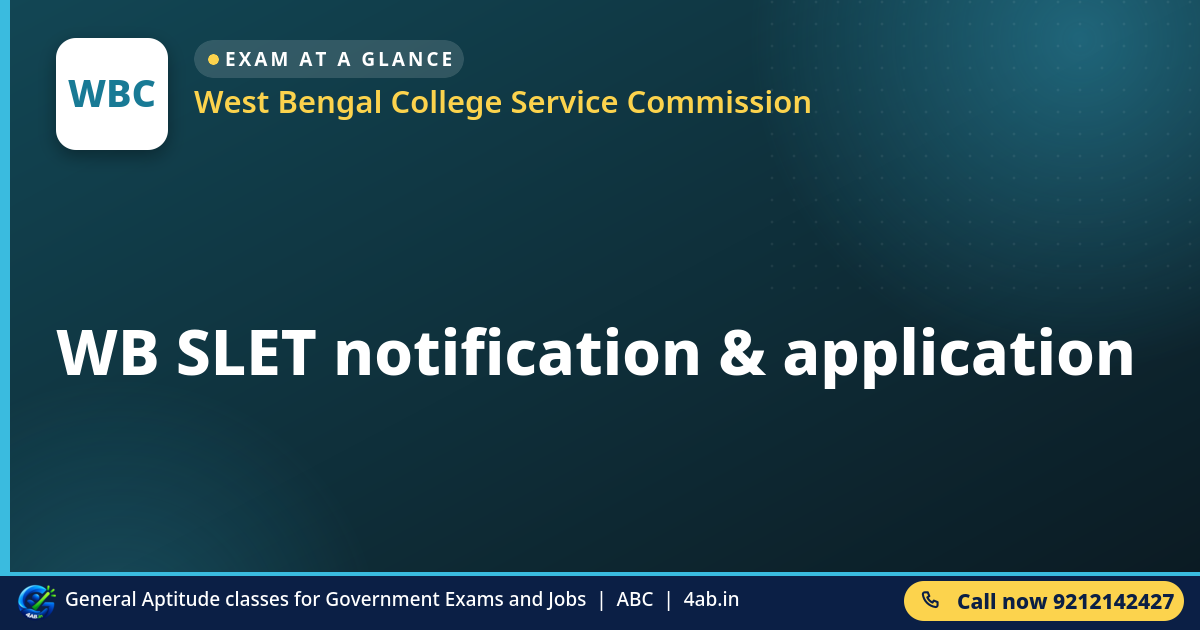 WB SLET notification & application - West Bengal College Service Commission