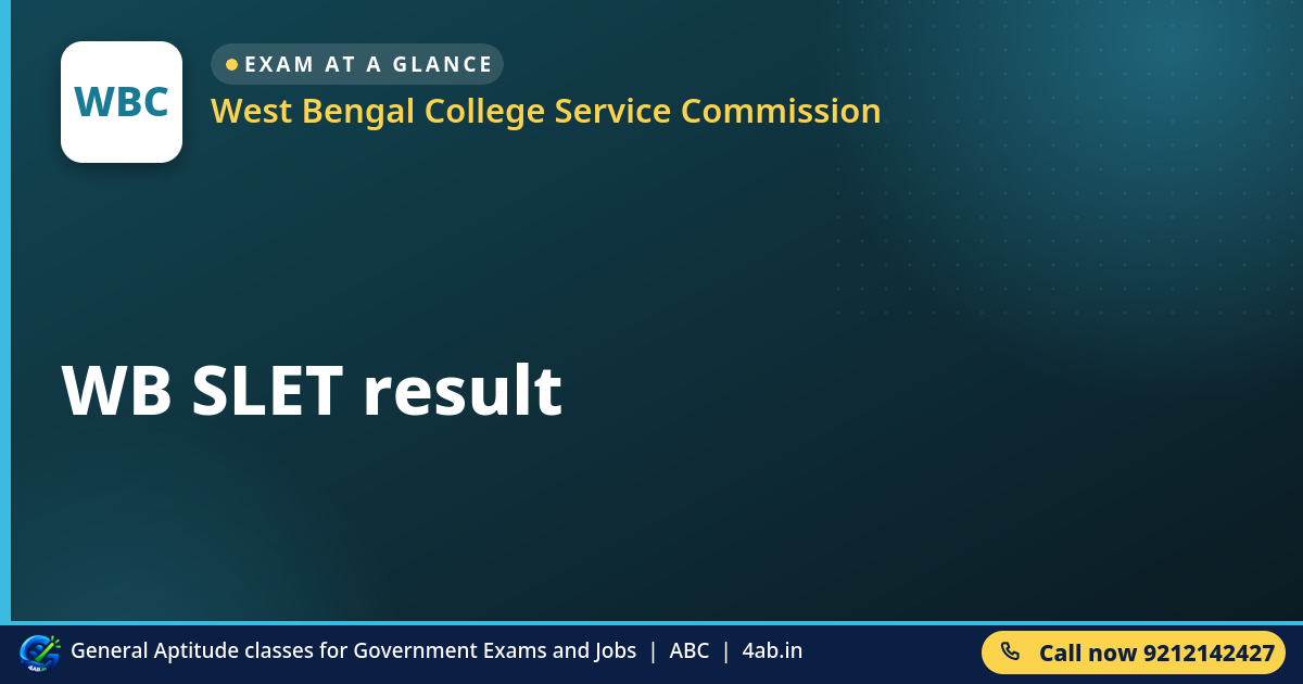 WB SLET result - West Bengal College Service Commission