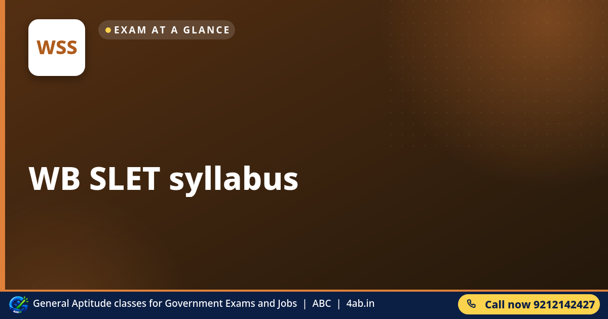 WB SLET syllabus - 