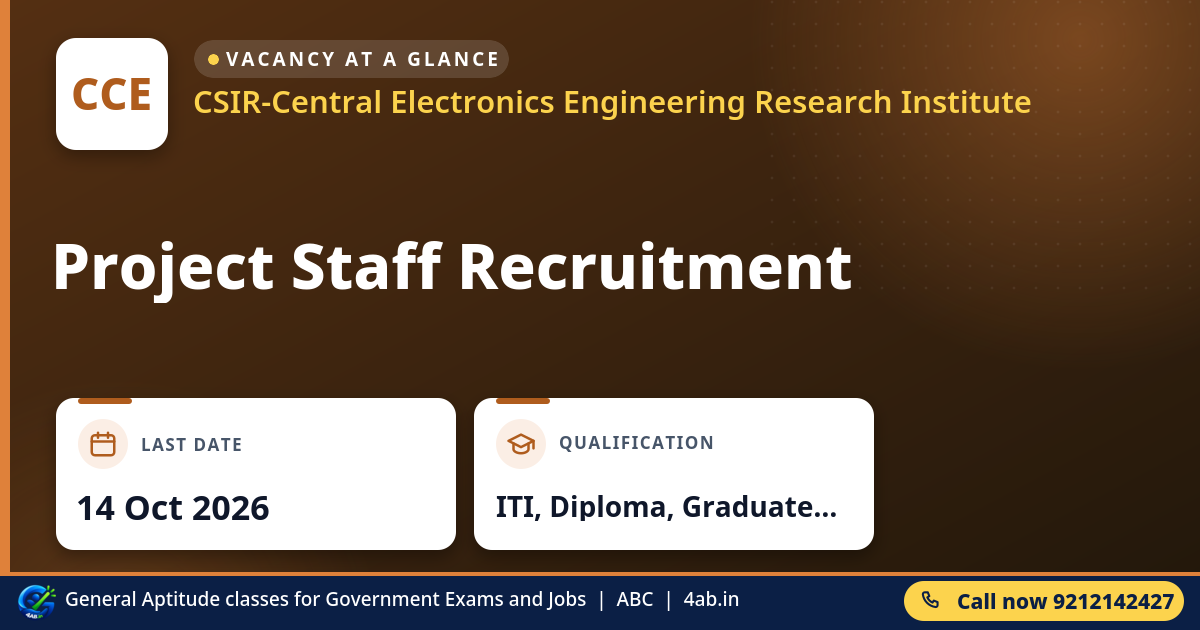 Project Staff Recruitment - CSIR-Central Electronics Engineering Research Institute