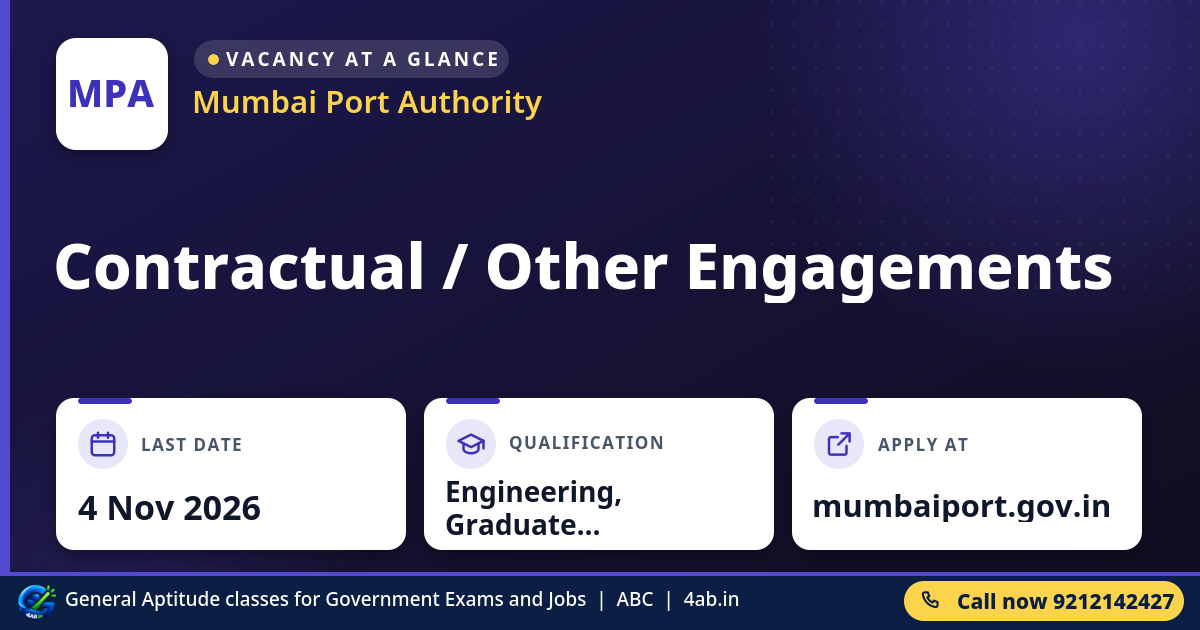 Contractual / Other Engagements - Mumbai Port Authority