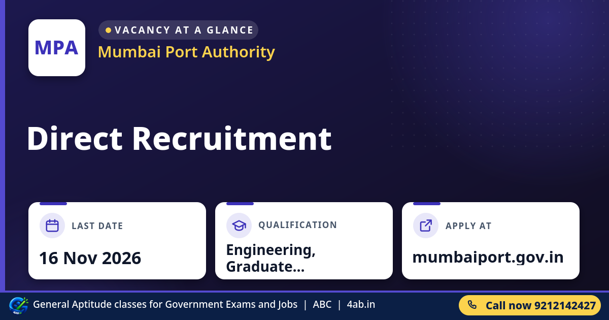 Direct Recruitment - Mumbai Port Authority