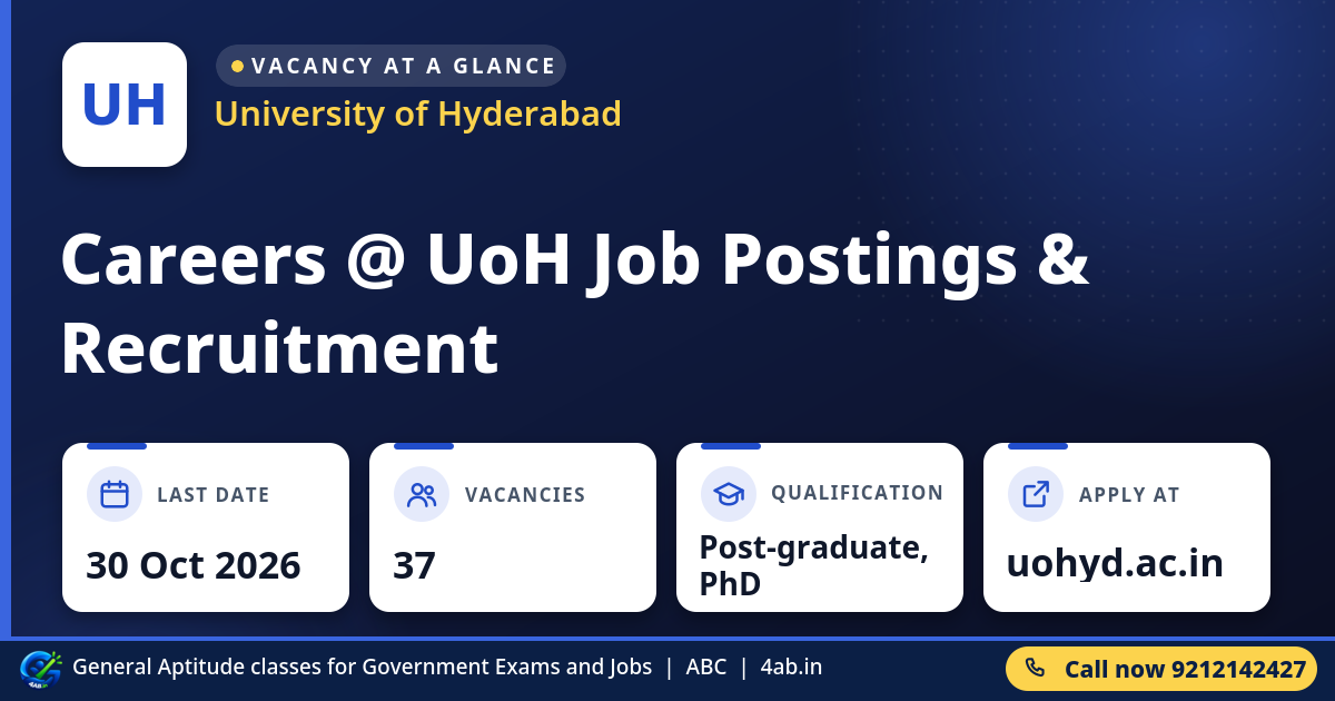 Careers @ UoH Job Postings & Recruitment - University of Hyderabad