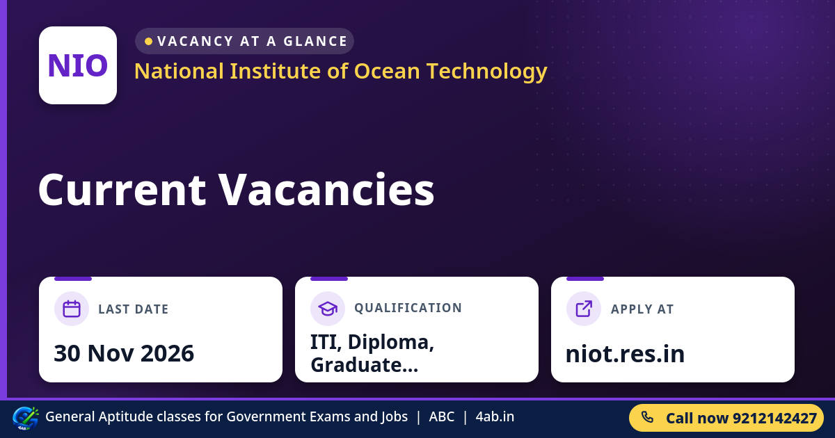 Current Vacancies - National Institute of Ocean Technology