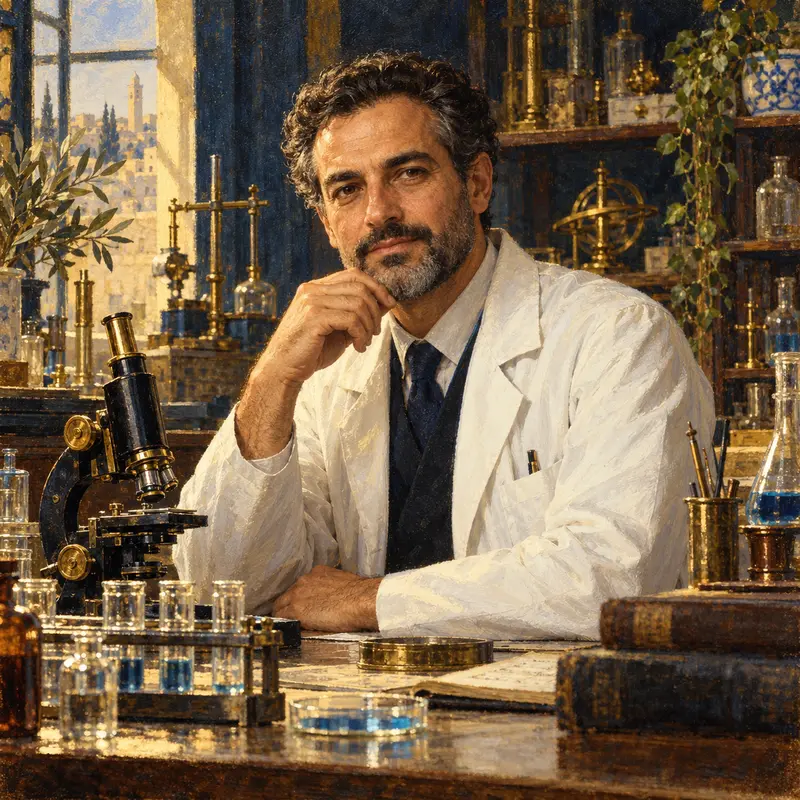 Portrait illustration of Aaron Ciechanover