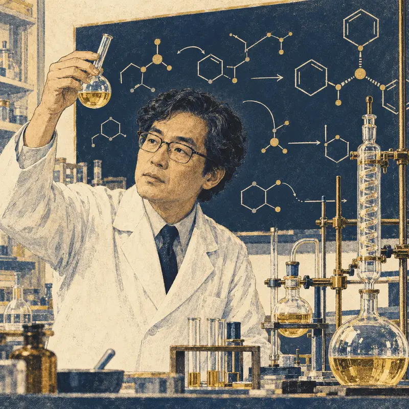 Portrait illustration of Akira Suzuki