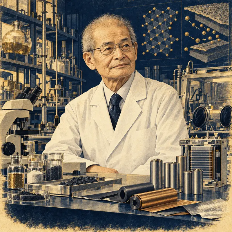 Portrait illustration of Akira Yoshino