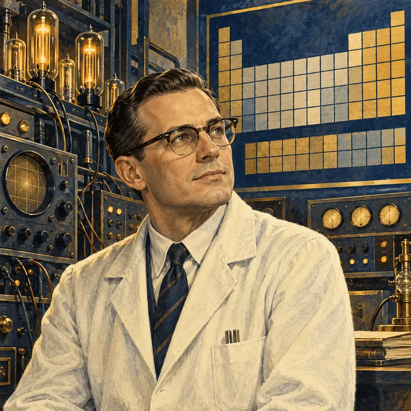 Portrait illustration of Albert Ghiorso
