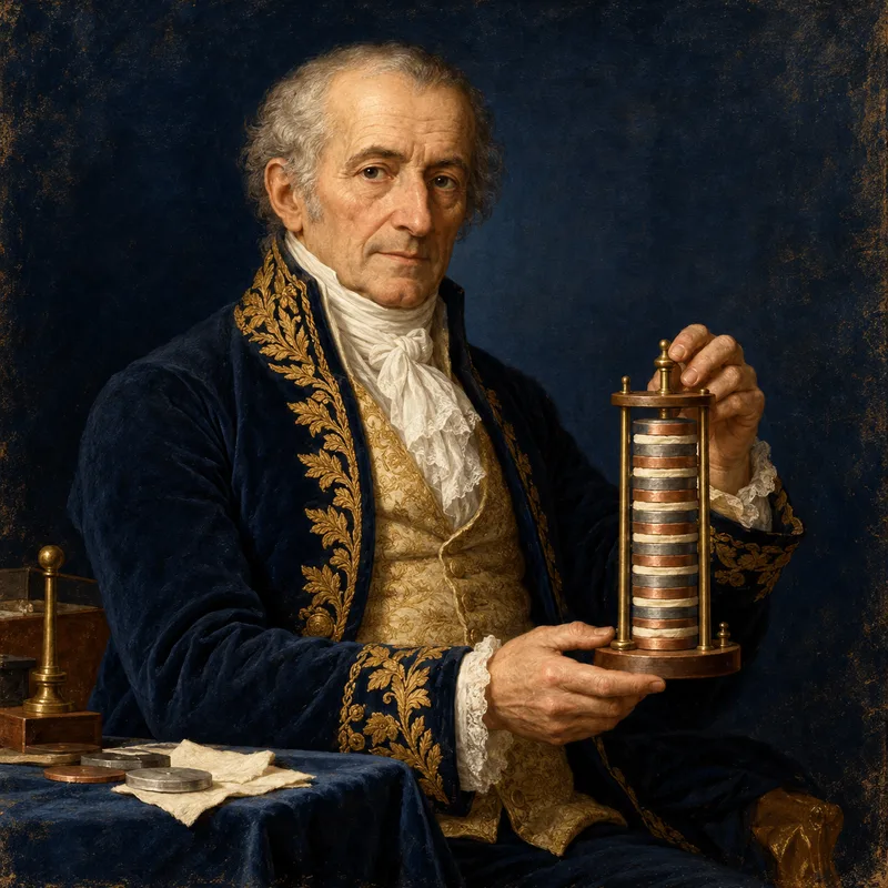 Portrait illustration of Alessandro Volta