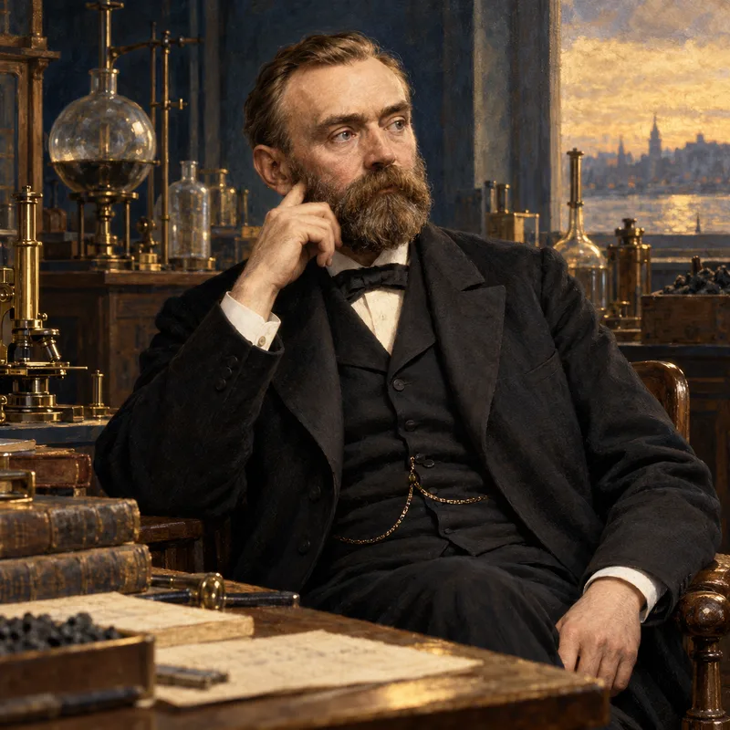 Portrait illustration of Alfred Nobel