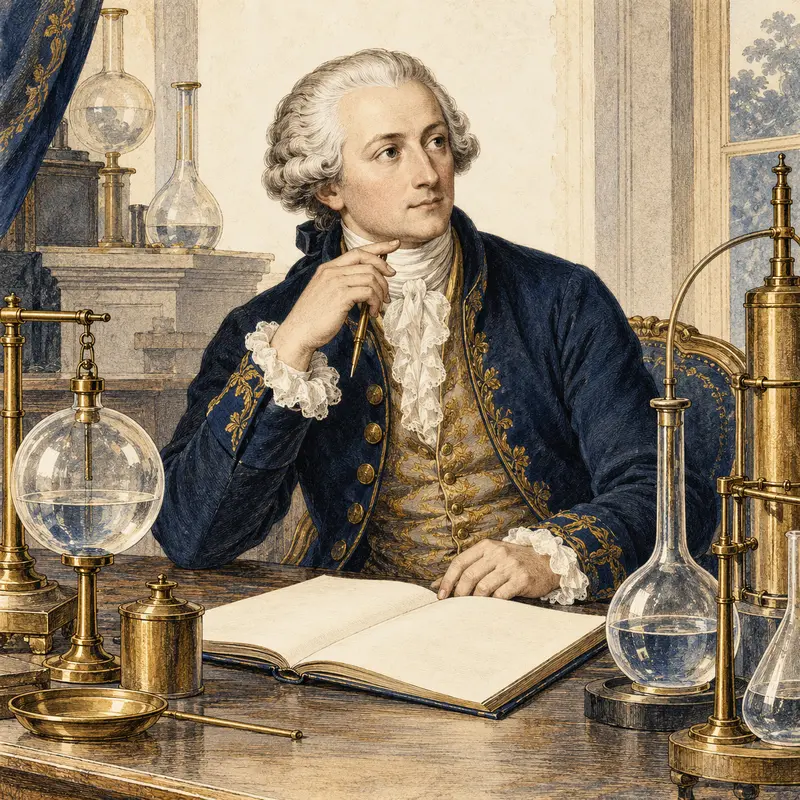 Portrait illustration of Antoine Lavoisier