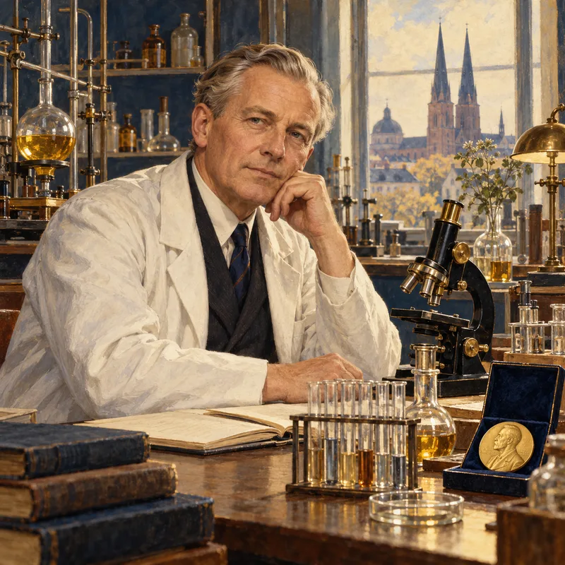 Portrait illustration of Arne Tiselius