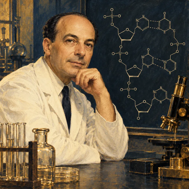 Portrait illustration of Arthur Kornberg