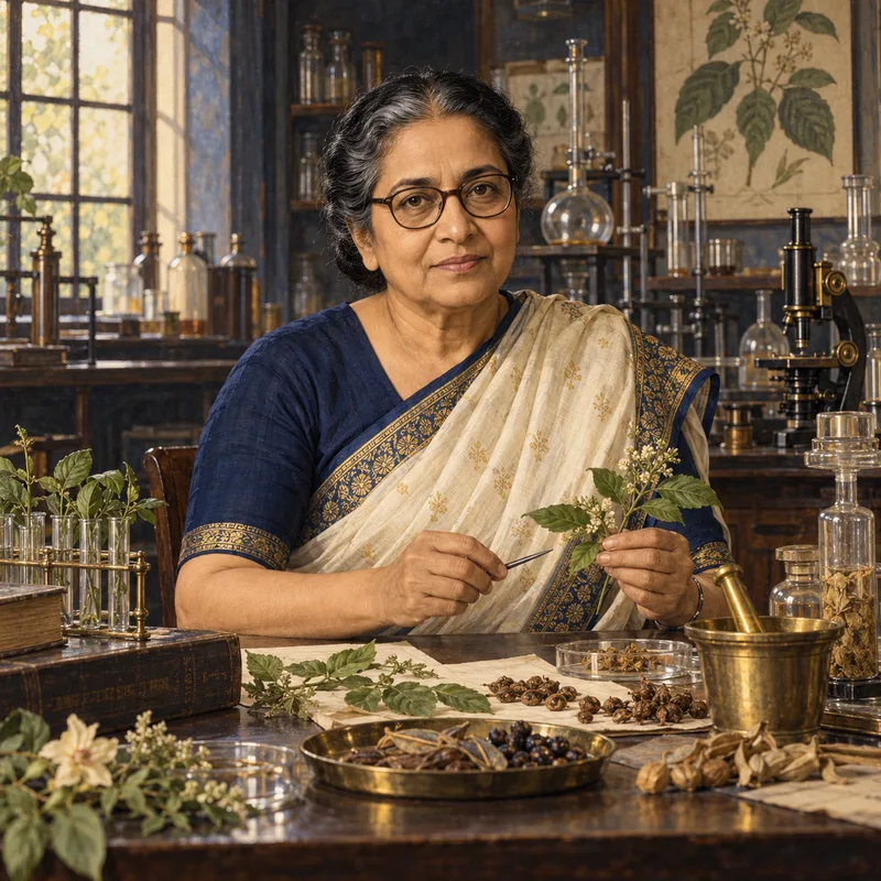 Portrait illustration of Asima Chatterjee