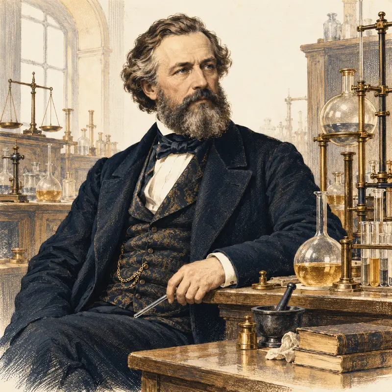 Portrait illustration of August Kekulé