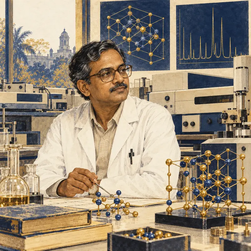 Portrait illustration of C. N. R. Rao