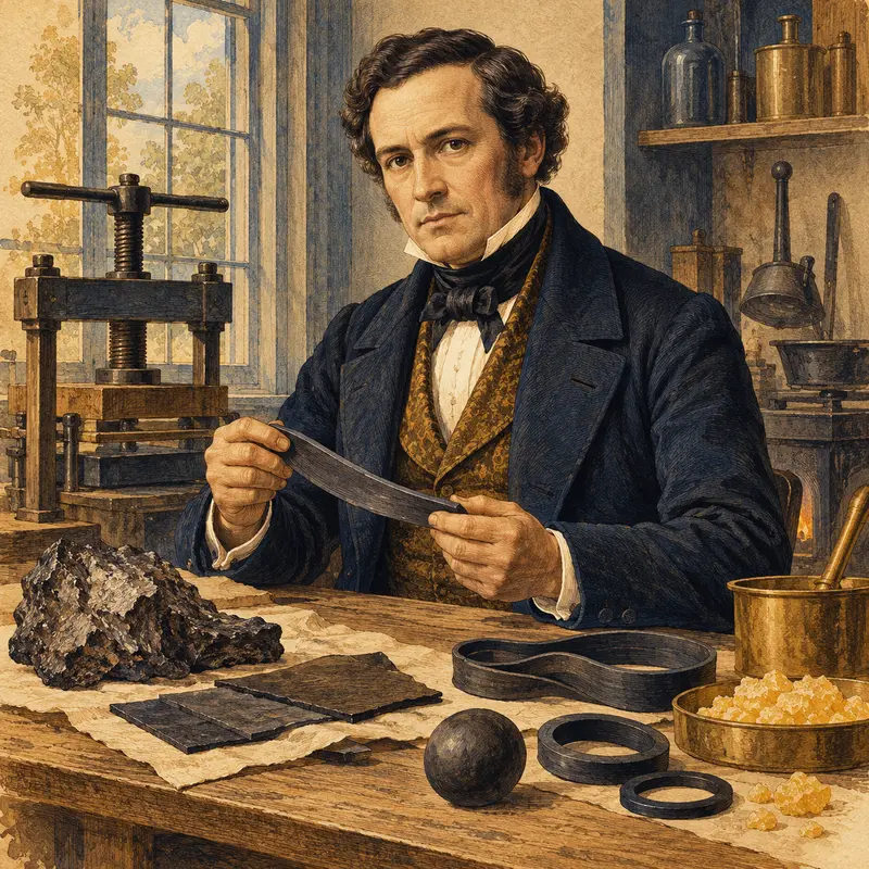 Portrait illustration of Charles Goodyear