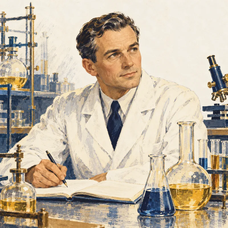 Portrait illustration of Charles Pedersen