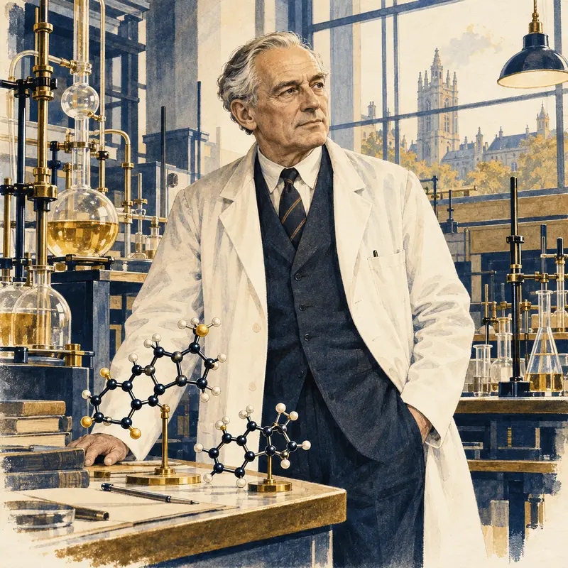 Portrait illustration of Derek Barton