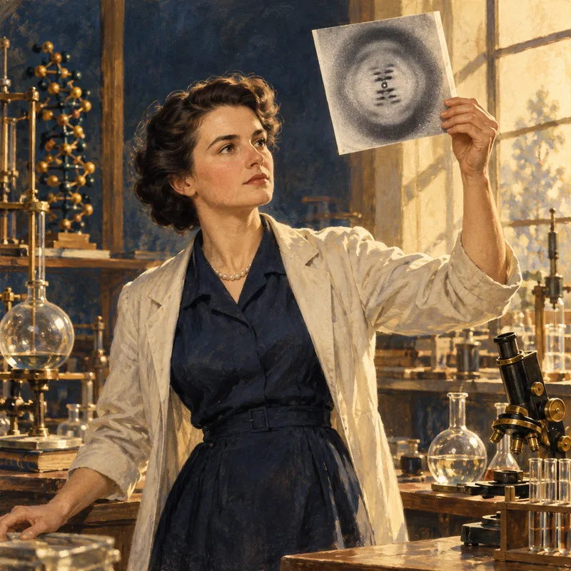 Portrait illustration of Dorothy Crowfoot Hodgkin