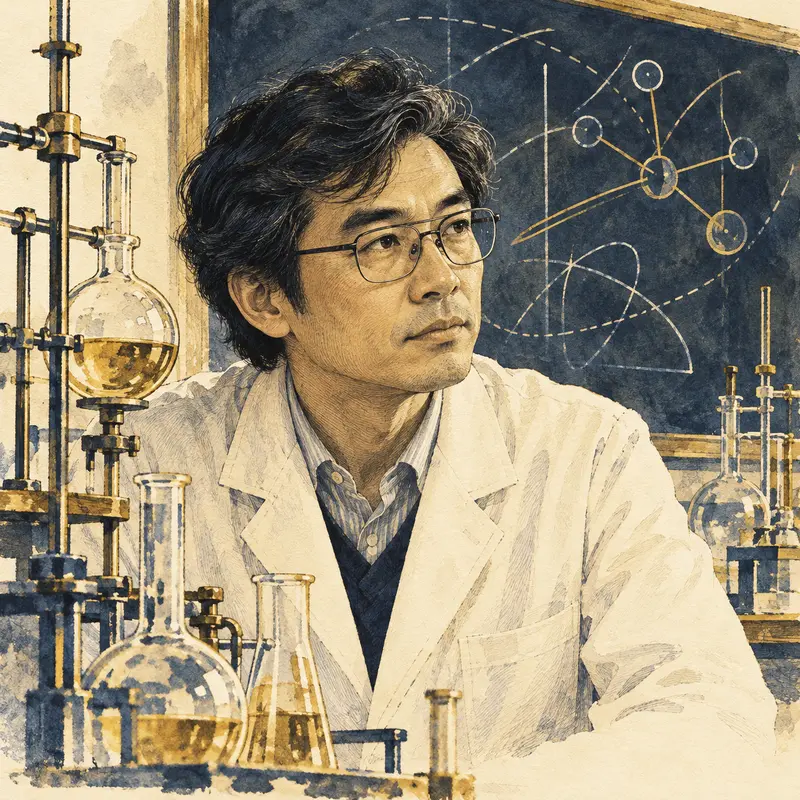 Portrait illustration of Ei-ichi Negishi